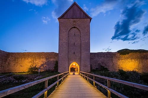 Sweden-Gotland Island-Visby-12th century city wall-most complete medieval city wall in Europe-Oster Art Print